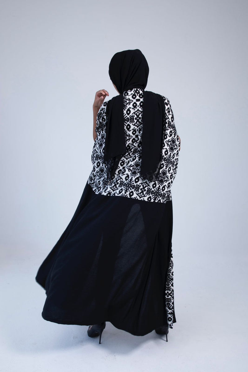 Black and white Cape Abaya