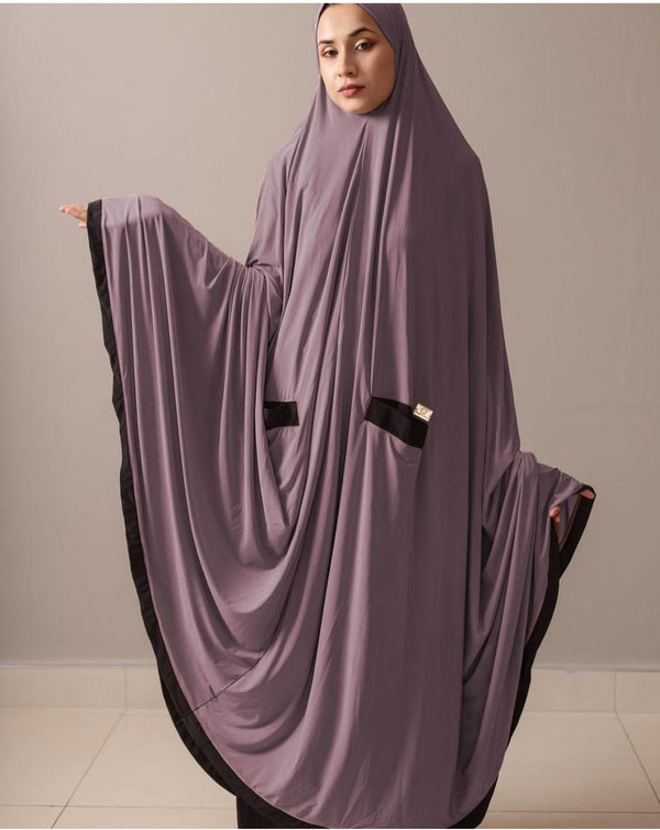 Ankle Length Burka mauve with Black Contrast