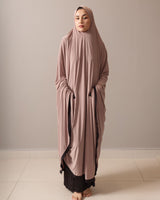 Ankle Length Burka Nude With Black Contrast