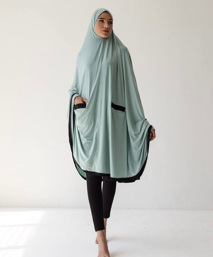 Mint with black burqa