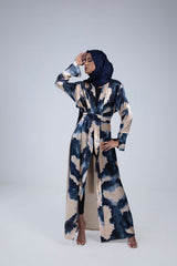 Navy and Beige Pleated Satin Throw