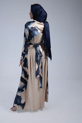 Navy and Beige Pleated Satin Throw