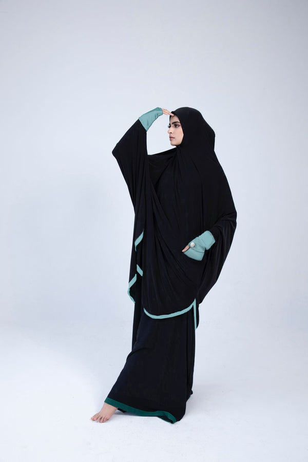 Sleeve Burka Black With Mint Contrast