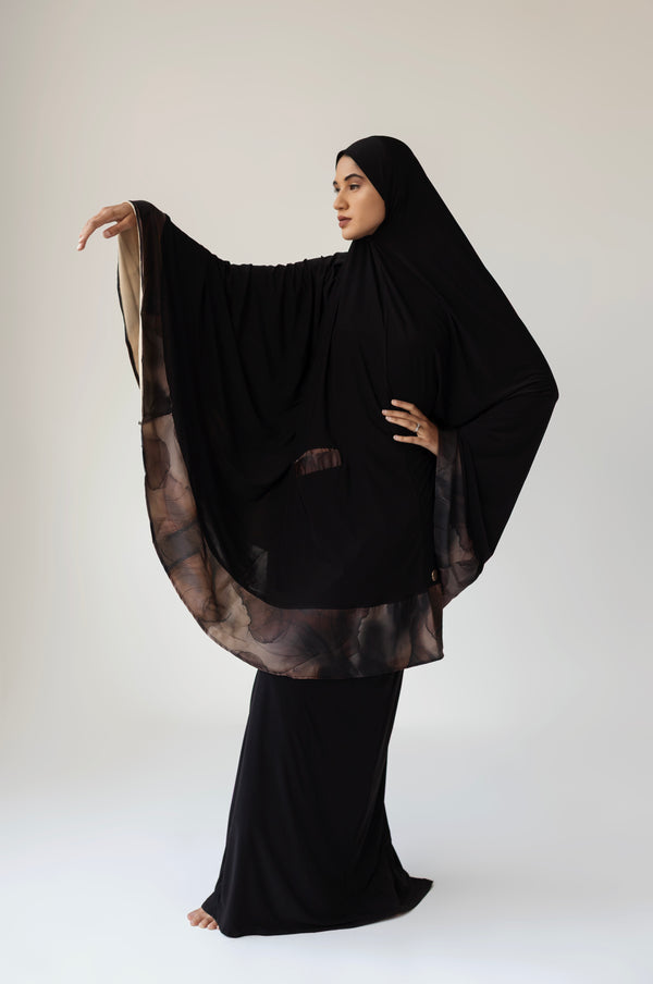 Chocolate Swirl knee length pocket burqah