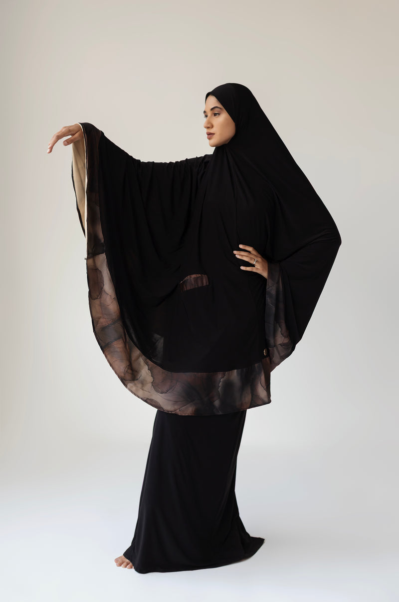 Chocolate Swirl knee length pocket burqah