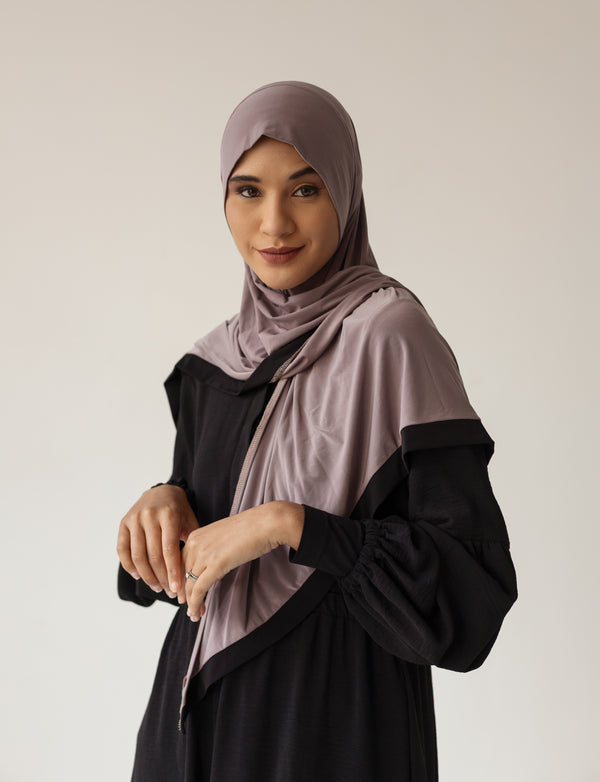 Rahma Wrap - mauve and black
