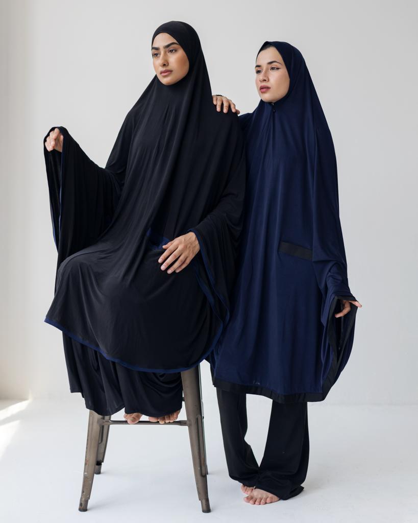 Knee Length Black with Navy – Enrobe Collection